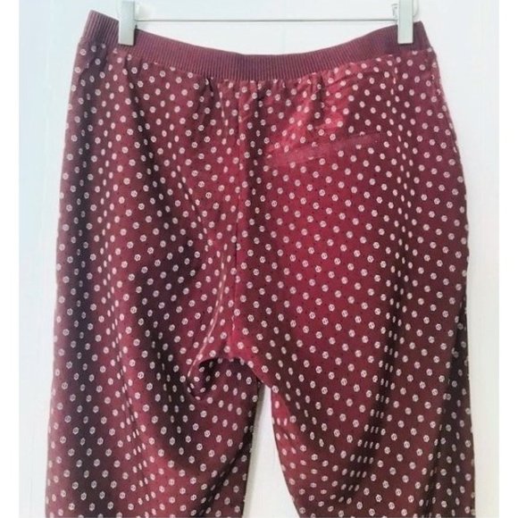 H&M BURGUNDY RED WHITE ICON PRINT SILKY PANTS SIZE 12 NWT - Picture 7 of 10